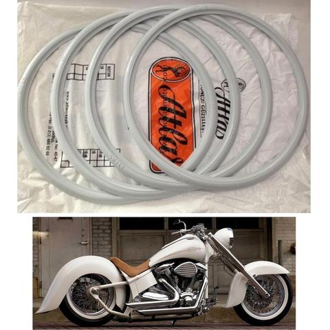 2 pcs 18 inch + 2 pcs. 17 Inch Atlas Motorcycle Tires, Motorcycle Rubber Side Rim Set For White Wall Covering ► Photo 1/5