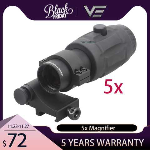 Vector Optics Adjustable 5x Magnifier Scope with 30mm Flip to Side Mount fit for Holographic Red Dot Sight ► Photo 1/6