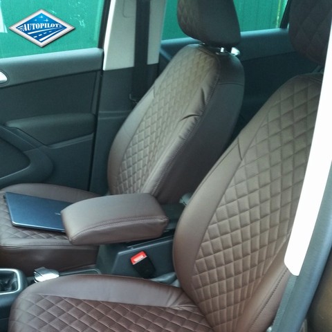 For Volkswagen Tiguan I 2007-2016 Comfortline (with tables) Special seat covers eco-leather with ROMB [Autopilot] ► Photo 1/4