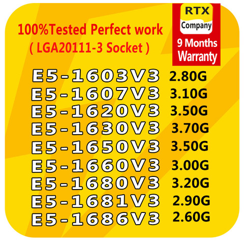 E5-1650V3  E5-1660V3  E5-1680V3 E5-1620V3 E5-1630V3 E5-1603V3 E5-1607V3 Xeon Processor Offcial Version PC Computer CPU Server ► Photo 1/6