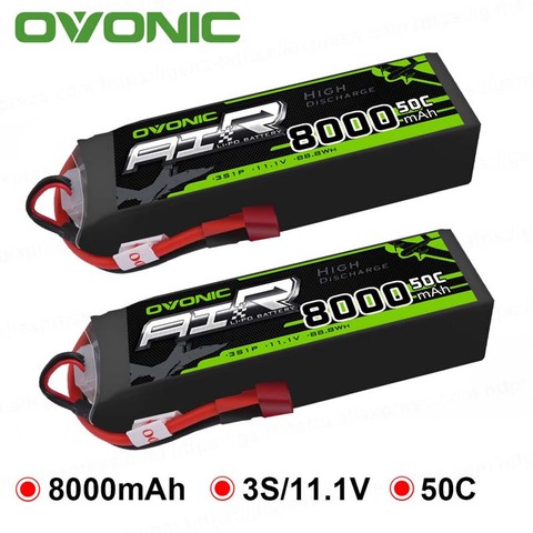 OVONIC 8000mAh  50C 11.1V 3S Lipo Battery with Deans Plug for 1/10 &1/8  Size RC Car Truck Quad Helicopter Drone Boat ► Photo 1/6