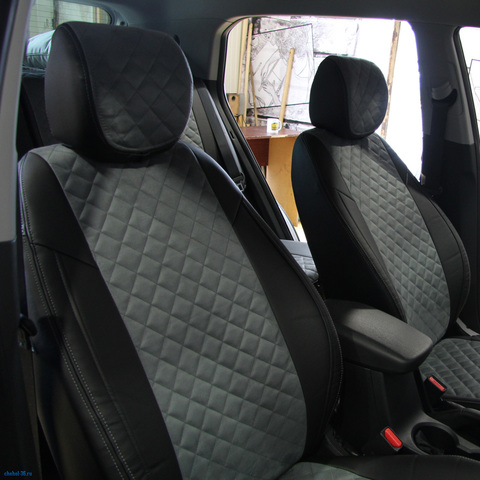 For Hyundai Creta with 2016-2022 гв. (Hyundai крета) fashion seat cover of экокожи [model autopilot rhombus ekokozha] ► Photo 1/6