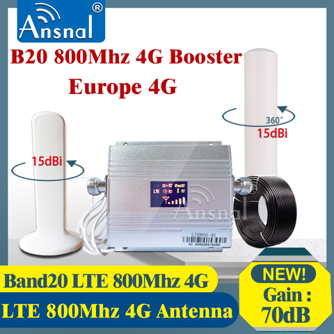Band20 LTE 800MHz 4G Network Mobile Signal Booster 800Mhz 4g Cellphone Amplifier 4G cellular signal repeater GSM 4g Antenna ► Photo 1/6