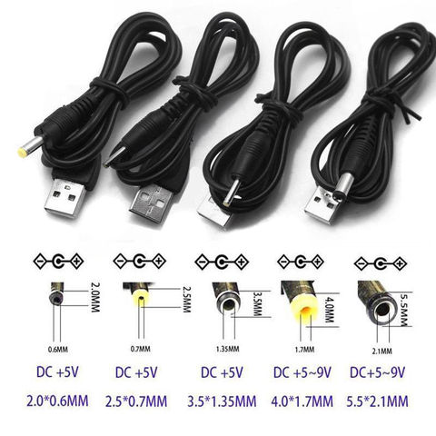 USB Port to 2.0*0.6mm 2.5*0.7mm 3.5*1.35mm 4.0*1.7mm 5.5*2.1mm 5V DC Barrel Jack Power Cable Connector ► Photo 1/6
