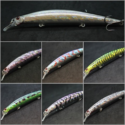 wLure 12.7cm 12.5g Long and Slim Running Beads on Bottom 3 Hooks Tight Action Jerkbait Slow Floating Minnow Fishing Lure M672 ► Photo 1/6