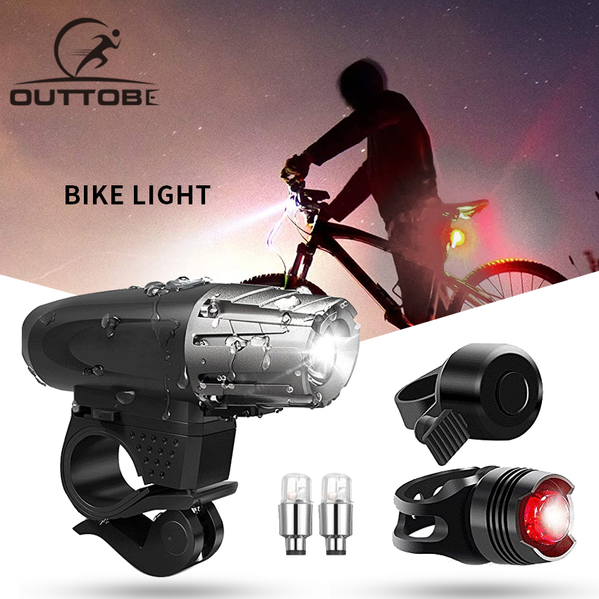 USB Rechargeable Solar Powered LED Bicycle Headlight Bike Head Light Lamp BE 