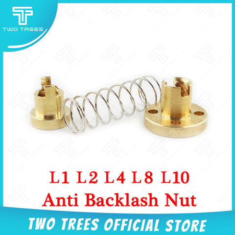 3D Printer Lead 4 & T8mm 2mm L1 L2 L4 L8 L10 Anti Backlash Spring Loaded Nut Elimination Gap Nut for Threaded Rod Lead Screw CNC ► Photo 1/6