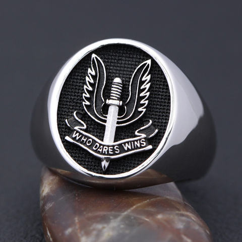 Special Air Service SAS Who Dares Wins Force Military Sterling Silver Ring ► Photo 1/6