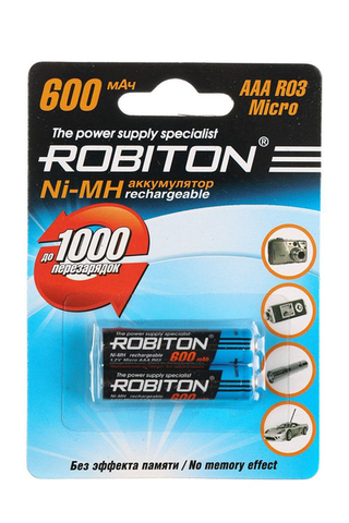 Battery Pinky AAA robiton, 1.2 V, 600 mAh, NIMH 2 pieces per pack ► Photo 1/1