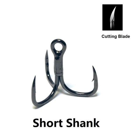 Size #8 #6 #4 Black Nickle Short Shank Cutting Blade Forged High Quality Treble Fishing Hooks Fishing Tackle FH38HP30 ► Photo 1/6