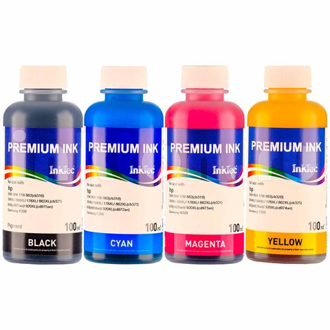 Ink for printer HP Deskjet 2320, 2710, 2720, 2721, 2723, HP 305 /XL cartridges refilling, 4x100 ml, premium paint Kit ► Photo 1/1