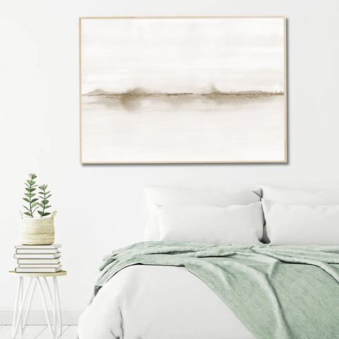 Neutral Watercolor Abstract Painting Canvas Print Horizontal Wall Art Picture Minimalist Poster Living Room Bedroom Home Decor ► Photo 1/1
