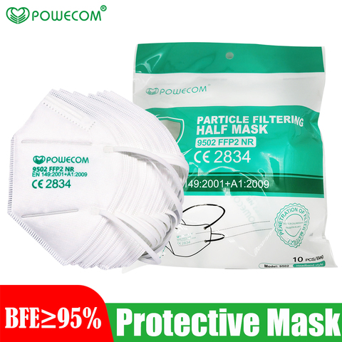 Powecom FFP2 Mask Face Mask CE mascarilla Filtration Mouth Masks Dustproof Mouth Muffle Cover ffp2masks 95% Filtration Tapabocas ► Photo 1/6