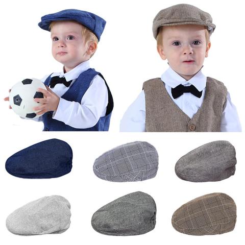 Baby Boys Hat Toddler Herringbone Flat Cap Kids Vintage Driver Hats Infant Cotton Soft Lining Accessories ► Photo 1/6