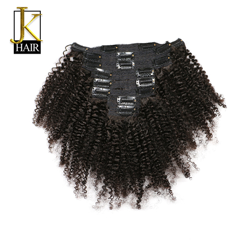 JK Hair Mongolian Afro Kinky Curly Weave Remy Hair Clip In Human Hair Extensions Natural Color Full Head 8Pcs/Set 120G Ship Free ► Photo 1/6