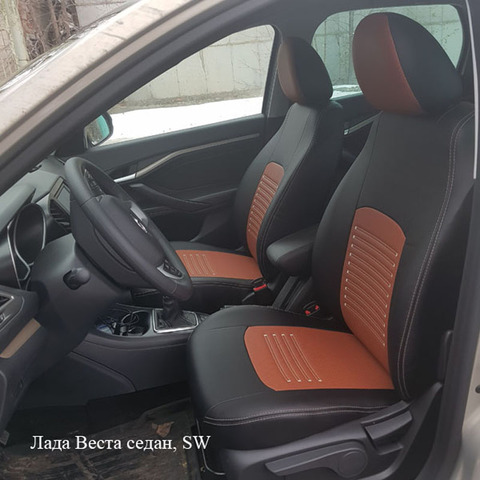 For Lada Vesta SW cross with 2017-2022 GW. Model seat covers made of eco-leather [model of Turin eco-leather] ► Photo 1/6