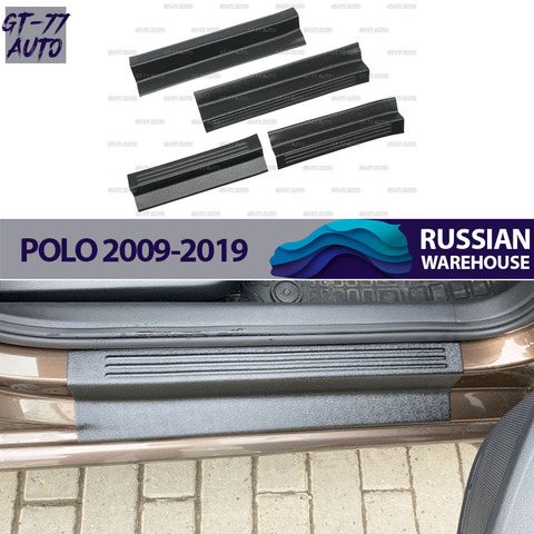 Guard covers of door sills case for Volkswagen Polo Sedan 2009-2022 protective molding interior material ABS plastic styling ► Photo 1/6