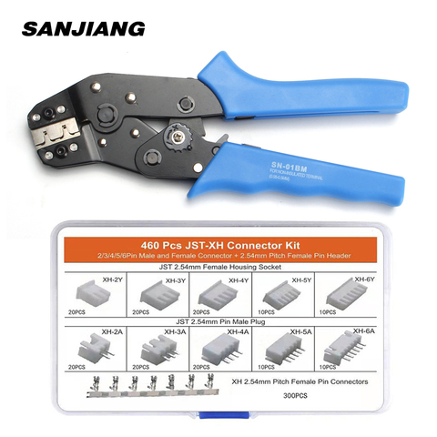 SN-01BM Crimping plier Kit Ratcheting Crimper Tool set with 460pcs 2.54mm JST-XH Connectors for AWG 28-20(0.08-0.5mm²) ► Photo 1/6