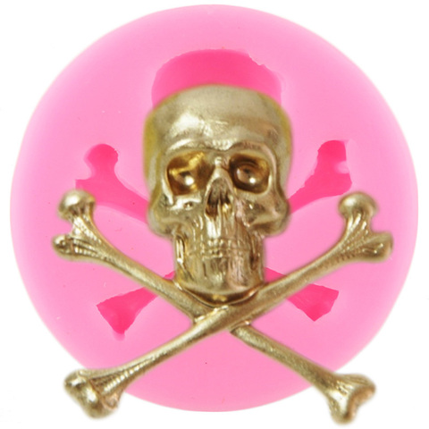 Skull Cross Bones Silicone Mold Halloween Cupcake Topper Fondant Cake Decorating Tools Jewelry Resin Clay Candy Chocolate Moulds ► Photo 1/6