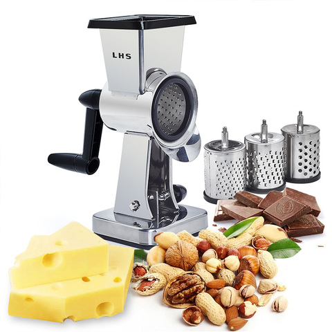 Rotary Cheese Grater Stainless Steel Chocolate Butter Shredder Cutter Grinder Interchangeable Sharp Drum Slicer Blade Hand-Crank ► Photo 1/6