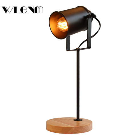 Loft Style Retro Table Lamp Adjustable Reading Lights For Home Lighting Bedroom Study Office Indoor Decoration Fixtures Wooden ► Photo 1/6