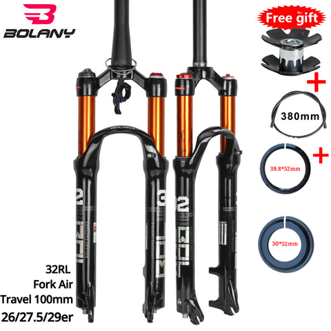 Bolany Magnesium Alloy MTB Bicycle Fork Supension Air 26/27.5/ 29er Inch Mountain Bike 32 RL100mm Fork For A Bicycle Accessories ► Photo 1/6