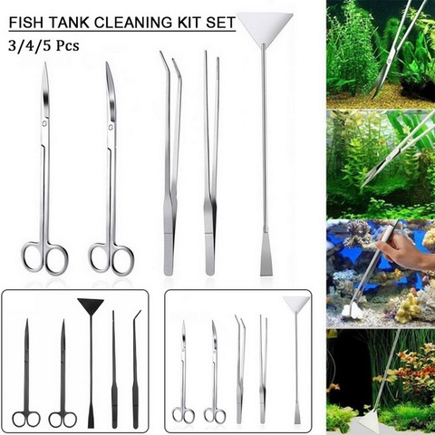 Aquarium Tank Aquascaping Tools Aquarium Scissor Tweezers Tool Stainless Steel Aquatic Plants Set for Aquarium Maintenance ► Photo 1/6