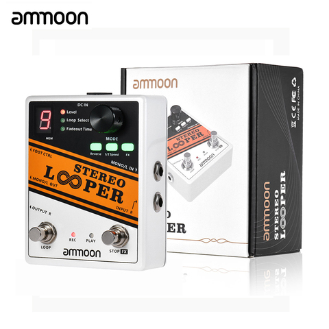 ammoon STEREO Looper POCK LOOP Guitar Effect Pedal 11 Loopers Max.330mins Recording Time Supports 1/2 & 2X Speed Guitar Pedal ► Photo 1/6