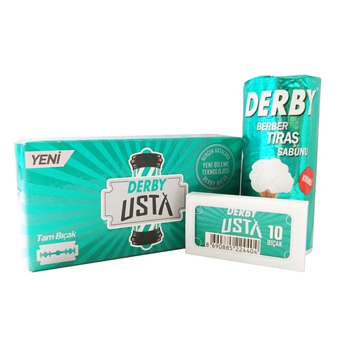 Derby Master Double Edge Razor Blades 1 Pack/100 Pcs + Derby Shaving Stick Soap 70g ► Photo 1/6