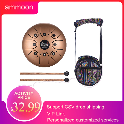 5.5 Inch Tongue Drum Mini 8-Tone Steel Tongue Drum C Key Hand Pan Drum with Drum Mallets Carry Bag Percussion Instrument ► Photo 1/6