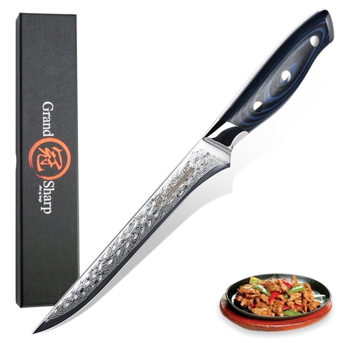 Grandsharp Boning knife 67 layers vg10 Japanese Damascus steel chef G10 kitchen knives butcher slicing tools ribs jamon cooking ► Photo 1/6