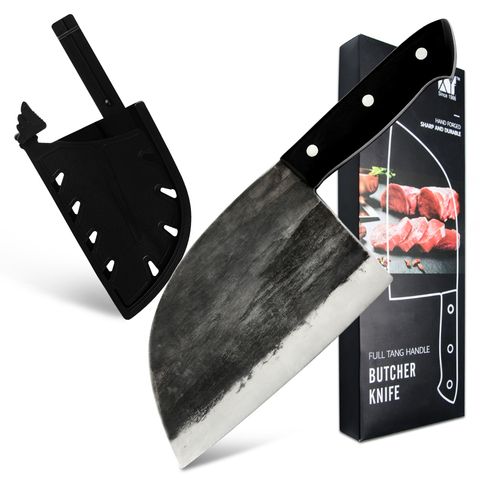 XYj Kitchen Chef Knife Handmade Forged Cooking Butcher Knife Hunting Outdoor Tool Home Accessory Plastic Leather Sheath Giftbox ► Photo 1/6