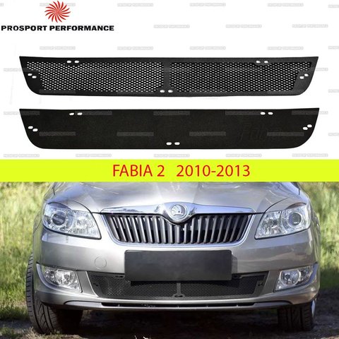 Protective winter plug winter screen and mesh front bumper grille for Skoda Fabia 2 2010-2013 ABS plastic protection tuning ► Photo 1/5