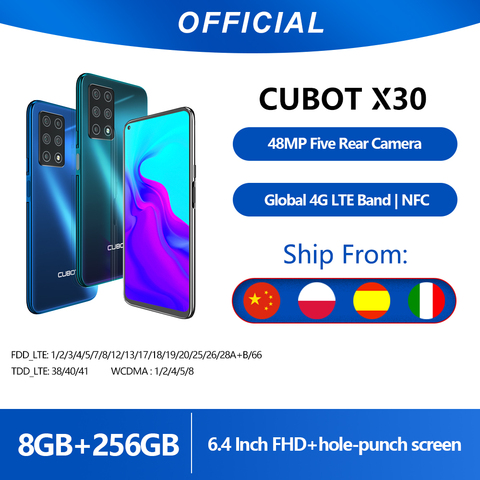 Cubot X30 Smartphone 48MP Five Camera 32MP Selfie 8GB+256GB NFC 6.4