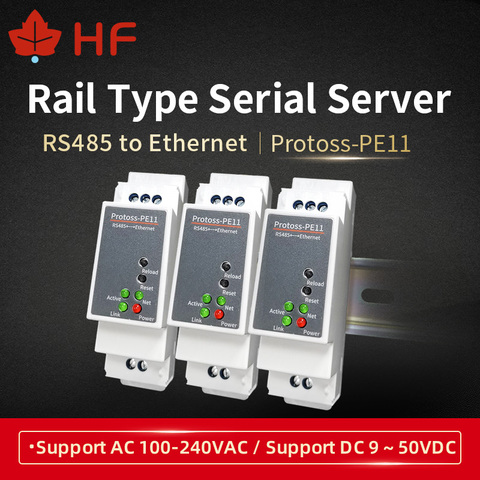 HF Protoss-PE11 DIN-Rail Modbus RS485 Serial Port To Ethernet Converter Bidirectional Transparent Transmission between 485 RJ45 ► Photo 1/5