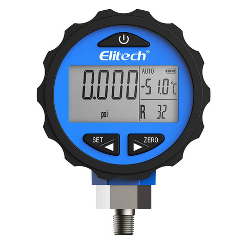 Elitech PG-30Pro Blue Refrigeration HVAC Digital Pressure Gauge for 87+ Refrigerants with Backlight -14.5-500 PSI 1/8'' NPT ► Photo 1/6