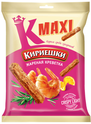 «Кириешки Maxi», сухарики со вкусом жареных креветок, 60 г ► Photo 1/1