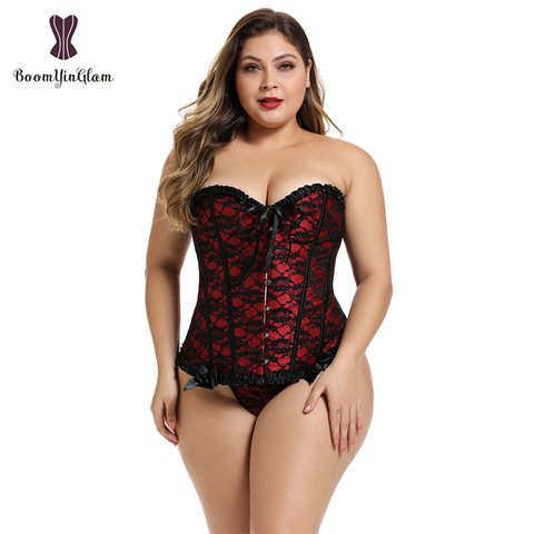 Plus Size Lingerie Lace Up Boned Corselet Waist Trimmer Corsets And  Bustiers For Busty  Women 805# ► Photo 1/6