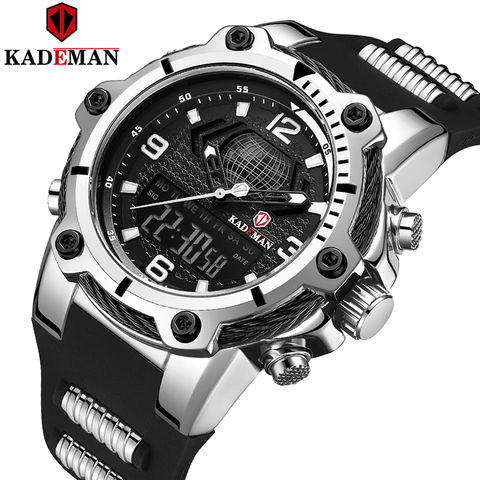 New KADEMAN Top Luxury Brand Men Watch Quartz Rubber Strap Sport Military Watches Waterproof Wristwatch Clock Relogio Masculino ► Photo 1/6