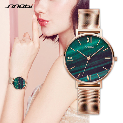 SINOBI Fashion Women's Diamond Wrist Watches Gold Watchband Top Luxury Brand Girl Crystal Quartz Clock Lady watch zegarek damski ► Photo 1/6
