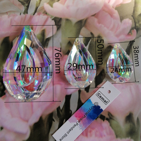 Camal 1pcs 38/50/76mm Lute Shape AB Color Suncatcher Crystal Prisms Pendant Chandelier Lamp Lighting Parts Party Home Decoration ► Photo 1/6