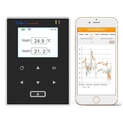 Elitech RCW-600 WiFi Temperature Data Logger Remote Wireless Temperature Recorder with 2 External Temperature Sensor Probes. 24/ ► Photo 1/6