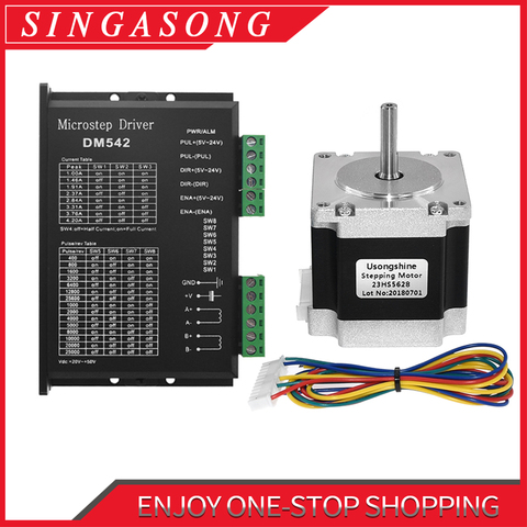 Nema 23 23HS5628 Stepper Motor 57 motor 2.8A with DM542 4.2A stepper motor driver NEMA17 23 for CNC and 3D printer ► Photo 1/6