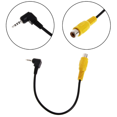 Adapter cable 2.5mm jack (4-pin) to RCA (mother) AV-IN for GPS navigator, rear view camera, AV plug, RCA plug. 20 cm ► Photo 1/6