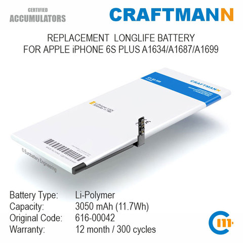 Battery 3050mAh for APPLE iPHONE 6S PLUS A1634/A1687/A1699 (616-00042) ► Photo 1/5