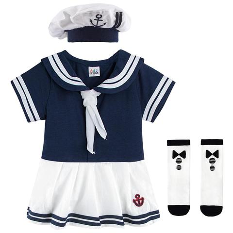 Baby Girls Sailor Costume Infant Halloween Navy Playsuit Fancy Dress Toddler Mariner Nautical Cosplay Outfit Anchor Uniform ► Photo 1/6