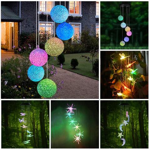 9 kinds of Solar Light Outdoor Powered LED Wind Chime Color Change Spiral Wind Chime Outdoor Garden Light Fairy Light Home Decor ► Photo 1/6