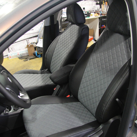 For Lada веста sedan, SW cross wagon model seat cover of экокожи [model autopilot rhombus ekokozha] ► Photo 1/5