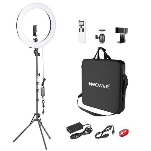 Neewer Advanced 2.4G 18-inch LED Ring Light, Bi-color 3200-5600K Dimmable with LCD Screen and 2.4G Wireless Remote ► Photo 1/6