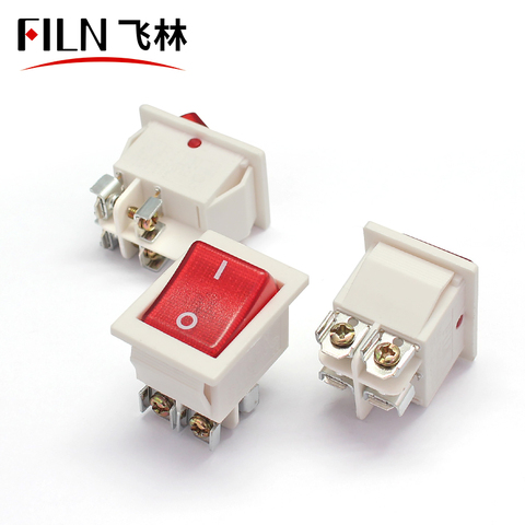 FILN 22x28mm WHITE Body on off 16A/250V 4 screw pin DPST  T85 Auto Boat Marine Toggle Rocker Switch with LED 220V ► Photo 1/6